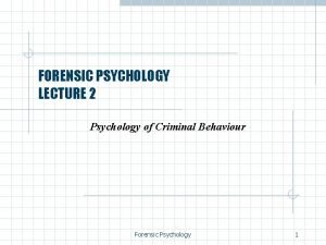Forensic psychology lecture