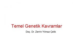 Temel Genetik Kavramlar Do Dr Zerrin Ylmaz elik