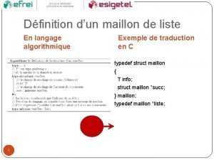 Dfinition dun maillon de liste En langage algorithmique