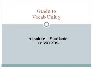 Vindicate part of speech