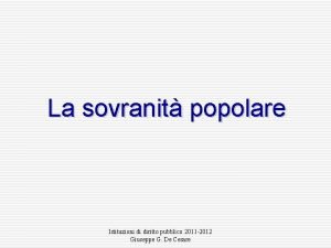 La sovranit popolare Istituzioni di diritto pubblico 2011