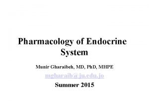 Pharmacology of Endocrine System Munir Gharaibeh MD Ph