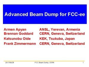 Advanced Beam Dump for FCCee Armen Apyan Brennan