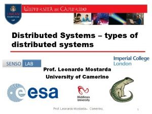 Distributed Systems types of distributed systems Prof Leonardo