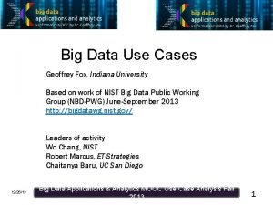 Big Data Use Cases Geoffrey Fox Indiana University