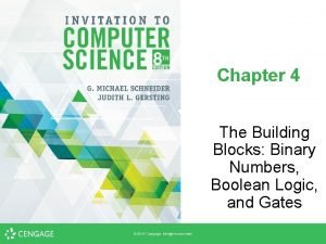 Chapter 4 The Building Blocks Binary Numbers Boolean
