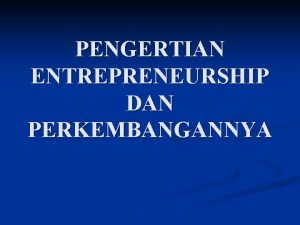 Entrepreneurship artinya