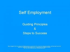 Self Employment Guiding Principles Steps to Success Financial