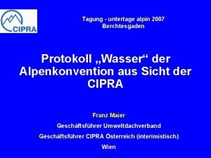 Tagung untertage alpin 2007 Berchtesgaden Protokoll Wasser der