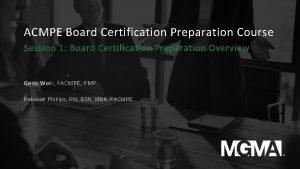 Acmpe certification Acmpe certification