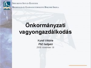 nkormnyzati vagyongazdlkods Kundi Viktria Ph D hallgat 2008