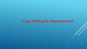 Creative writing for advertising