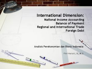 International Dimension National Income Accounting Balance of Payment