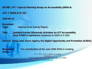 ISOIEC JTC 1 Special Working Group on Accessibility