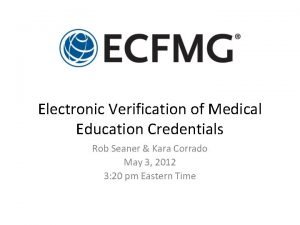 Ecfmg certification verification service