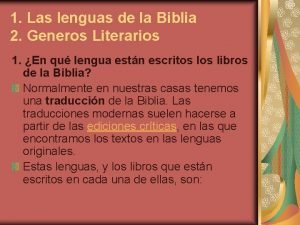 Genero de lenguas segun la biblia