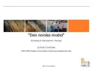 Den norske model Et bidrag til diskusjonen i