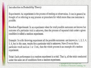 Copyright 2003 BrooksCole A division of Thomson Learning