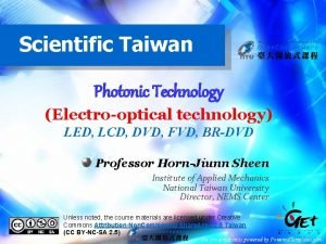 Scientific Taiwan Photonic Technology Electrooptical technology LED LCD