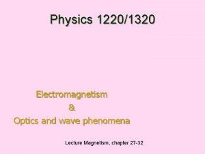 Physics 12201320 Electromagnetism Optics and wave phenomena Lecture