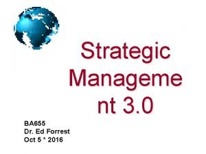 Strategic Manageme nt 3 0 BA 655 Dr