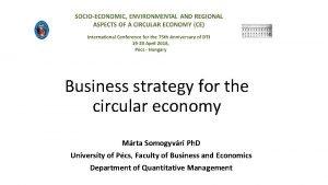 Business strategy for the circular economy Mrta Somogyvri