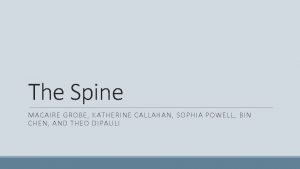 The Spine MACAIRE GROBE KATHERINE CALLAHAN SOPHIA POWELL