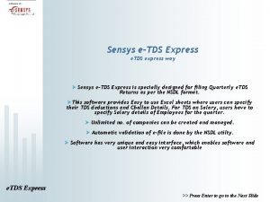 Sensys eTDS Express e TDS express way Sensys