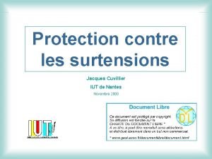 Protection contre les surtensions Jacques Cuvillier IUT de