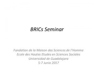 BRICs Seminar Fondation de la Maison des Sciences