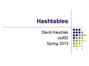 Hashtables David Kauchak cs 302 Spring 2013 Administrative