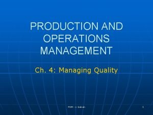 Managing quality in operations management