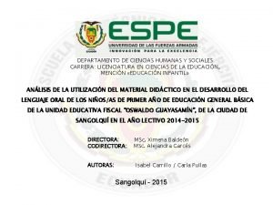 DEPARTAMENTO DE CIENCIAS HUMANAS Y SOCIALES CARRERA LICENCIATURA