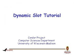 Dynamic Slot Tutorial Condor Project Computer Sciences Department