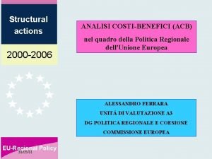 Structural actions 2000 2006 ANALISI COSTIBENEFICI ACB nel