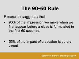 The 90 60 Rule Research suggests that 90