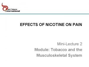 EFFECTS OF NICOTINE ON PAIN MiniLecture 2 Module