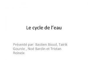 Le cycle de leau Prsent par Bastien Bissol