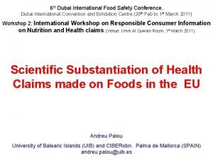 6 th Dubai International Food Safety Conference Dubai