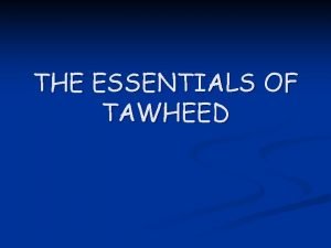 3 aspects of tawheed