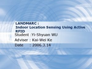 LANDMARC Indoor Location Sensing Using Active RFID Student