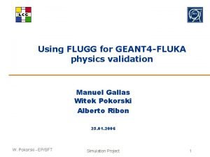 Using FLUGG for GEANT 4 FLUKA physics validation