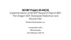 NCHRP Project 20 4413 Implementation of NCHRP Research