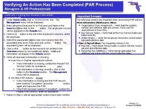 Verifying An Action Has Been Completed PAR Process