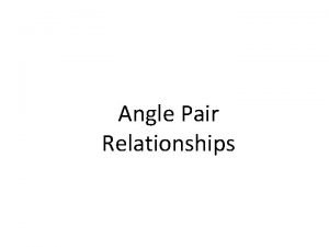 Angle Pair Relationships Angle Pair Relationship Essential Questions