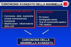 CARCINOMA AVANZATO DELLA MAMMELLA ANAMNESI ED ESAME OBIETTIVO