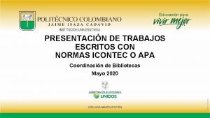 Bibliografia normas icontec Bibliografia normas icontec