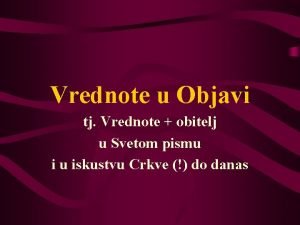 Vrednote u Objavi tj Vrednote obitelj u Svetom