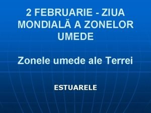 2 FEBRUARIE ZIUA MONDIAL A ZONELOR UMEDE Zonele