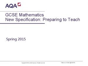 GCSE Mathematics New Specification Preparing to Teach Spring